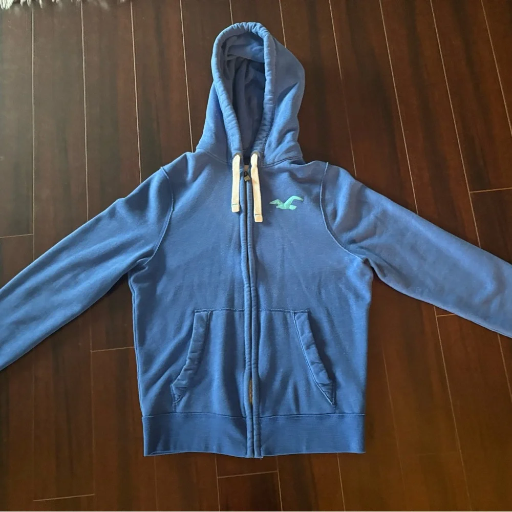 Men’s Hollister Blue Full Zip Hoodie - Size Large - Like NEW! - Picture 3 of 9